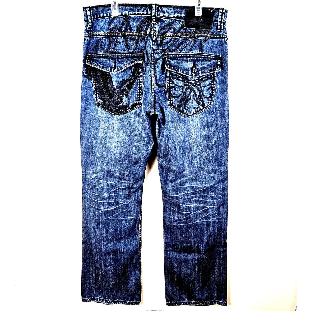 Vtg Artful Dodger Jeans Mens 36x33 Baggy Embroidery Streetwear Pinkman Y2K